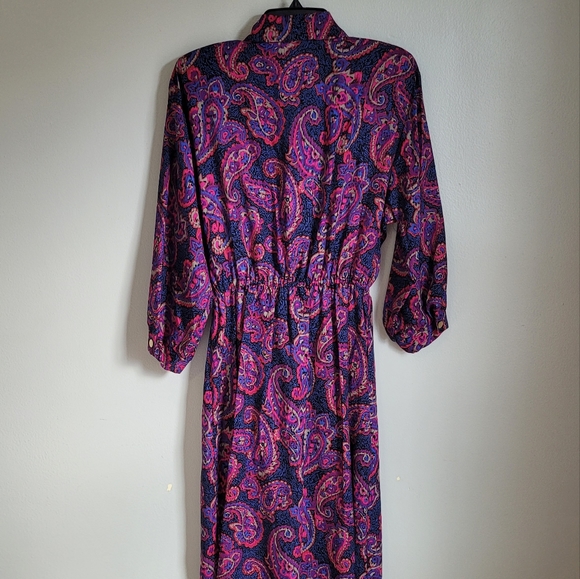 ❤️🩵💜Vintage Periwinkle Paisley Midi Dress - Picture 8 of 10